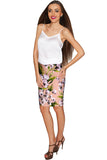 Ooh Darling Carol Beige Floral Stretch Pencil Skirt - Women - Pineapple Clothing