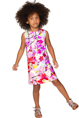 Orchid Caprice Adele Pink Floral Print Shift Dress - Girls - Pineapple Clothing