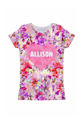 Orchid Caprice Customized NAME Zoe Pink Heart Tee - Girls - Pineapple Clothing