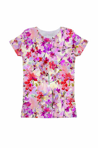 Orchid Caprice Zoe Purple Floral Print Cute Knit T-Shirt - Girls - Pineapple Clothing