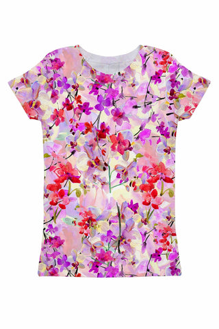 Orchid Caprice Zoe Purple Floral Print Designer Tee - Women - Pineapple Clothing