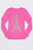 Pink Eiffel Tower Paris Long Sleeve Tee - Girls - Pineapple Clothing