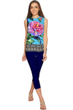 Peony Splash Emily Blue & Pink Floral Dressy Top - Women - Pineapple Clothing