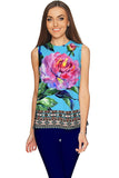 Peony Splash Emily Blue & Pink Floral Dressy Top - Women - Pineapple Clothing
