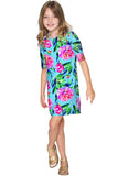 Peony Splash Grace Pretty Blue Floral Print Shift Dress - Girls - Pineapple Clothing