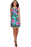 Peony Splash Sanibel Fit and Flare Blue Floral Dress - Women - Pineapple Clothing