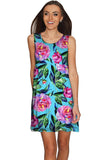 Peony Splash Sanibel Fit and Flare Blue Floral Dress - Women - Pineapple Clothing