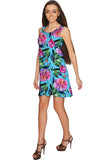 Peony Splash Sanibel Fit and Flare Blue Floral Dress - Women - Pineapple Clothing