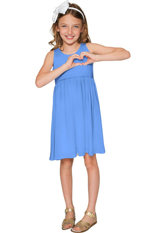 Periwinkle Blue Sanibel Pretty Empire Waist Dress - Girls - Pineapple Clothing