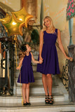 Purple Floral Sleeveless Skater Fit Flare Party Mother Daughter Dress - Pineapple Clothing