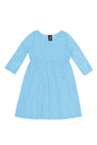 Baby Blue Stretchy Lace Empire Waist Three-Quarter Sleeve Dress - Girls - Pineapple Clothing