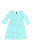 Blue Mint Stretchy Lace Empire Waist Three-Quarter Sleeve Dress - Girls - Pineapple Clothing