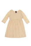 Beige Stretchy Lace Empire Waist Three-Quarter Sleeve Dress - Girls - Pineapple Clothing
