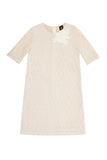 Off-White Stretchy Elbow Sleeve Cute Spring Party Shift Dress - Girls - Pineapple Clothing