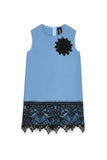 Blue Stretchy Sleeveless Stylish Party Shift Dress with Lace - Girls - Pineapple Clothing