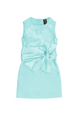 Light Blue Charmeuse Sleeveless Spring Shift Dress With Belt - Girls - Pineapple Clothing