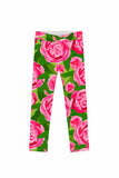 Pink Vibes Lucy Cute Green Pink Floral Print Leggings - Girls - Pineapple Clothing