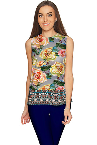 Prima Donna Emily Grey Roses Print Designer Top - Women - Pineapple Clothing