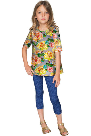 Prima Donna Sophia Cute Grey Floral Print Fancy Top - Girls - Pineapple Clothing