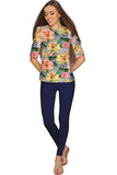 Prima Donna Sophia Grey Floral Print Fashion Top - Women - Pineapple Clothing