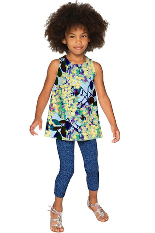 Pure Tenderness Emily Blue Printed Cute Dressy Top - Girls - Pineapple Clothing