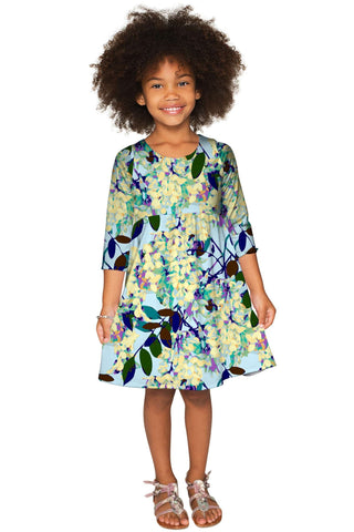 Pure Tenderness Gloria Fit & Flare Blue Pattern Dress - Girls - Pineapple Clothing