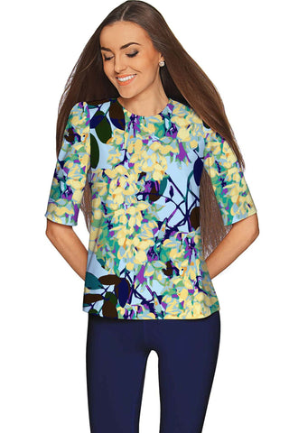 Pure Tenderness Sophia Blue Elbow Sleeve Knit Top - Women - Pineapple Clothing