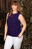 Purple Floral Sleeveless Dressy Cocktail Sexy Curvy Top Plus Size