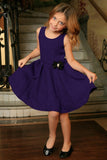 Purple Floral Sleeveless Skater Cute Fit and Flare Party Dress - Girls