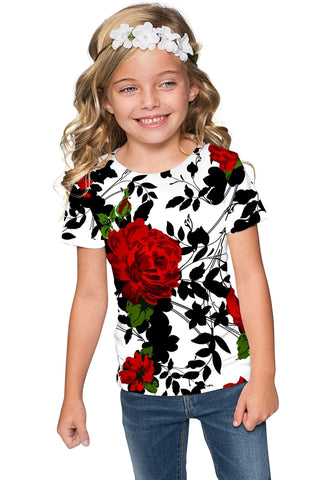 Queen Power Zoe White Floral Print Cute Designer Tee - Girls - Pineapple Clothing