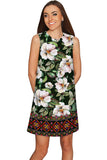 Queen of Flowers Adele Green Printed Shift Dress - Women - Pineapple Clothing