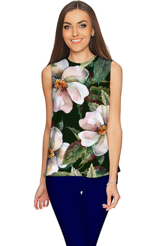 Queen of Flowers Emily Green Print Sleeveless Top - Women - Pineapple Clothing