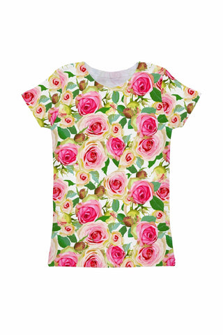 Rosarium Zoe Pink & Green Floral Print Cute T-Shirt - Girls - Pineapple Clothing