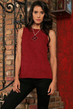 Ruby Red Floral Sleeveless Dressy Fancy Party Cute Evening Top - Women