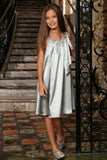 Silver Grey Charmeuse Adorable Halter Swing Dress - Girls