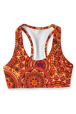 Solis Stella Orange Boho Seamless Racerback Sport Yoga Bra - Women