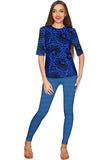 Blue Soulmate Sophia Lace Print Evening Top - Women - Pineapple Clothing