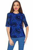 Blue Soulmate Sophia Lace Print Evening Top - Women - Pineapple Clothing