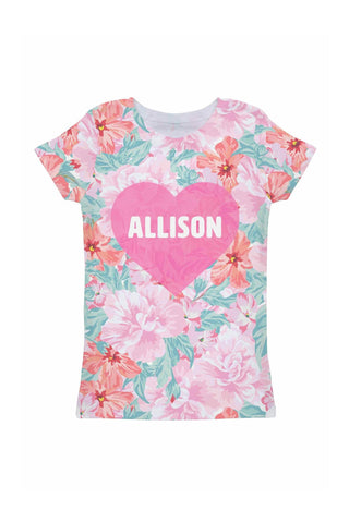 Spring Garden Customized NAME Zoe Heart T-Shirt - Girls - Pineapple Clothing