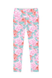 Spring Garden Lucy Pink Floral Print Cute Legging - Women - Pineapple Clothing