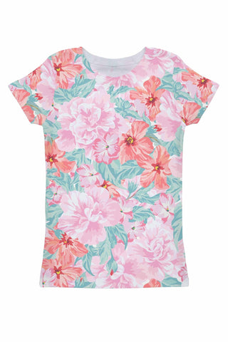 Spring Garden Zoe Pink Floral Print Designer T-Shirt - Women - Pineapple Clothing
