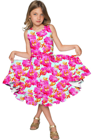 Sweet Illusion Vizcaya Fit & Flare Pink Floral Party Dress - Girls - Pineapple Clothing