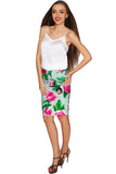 Sweetheart Carol Green Flower Print Pencil Skirt - Women - Pineapple Clothing