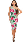 Sweetheart Layla Green Flower Print Bodycon Dress - Women - Pineapple Clothing