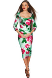 Sweetheart Lili Green Floral Bodycon Midi Dress - Women - Pineapple Clothing