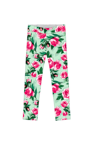 Sweetheart Lucy Cute Green Floral Printed Leggings - Girls - Pineapple Clothing