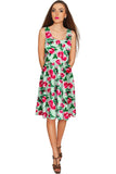 Sweetheart Mia Green Floral Skater Party Dress - Women - Pineapple Clothing
