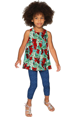 Toscana Emily Green Print Sleeveless Trendy Eco Top - Girls - Pineapple Clothing