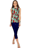 Toscana Emily Grape Print Green Sleeveless Top - Women - Pineapple Clothing