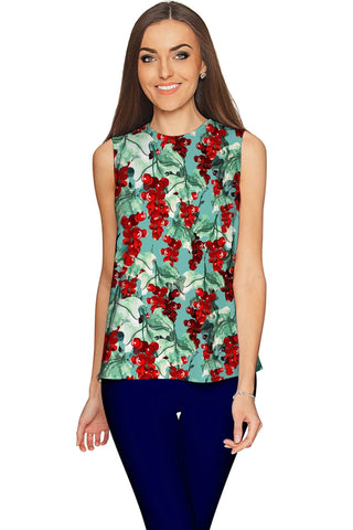 Toscana Emily Grape Print Green Sleeveless Top - Women - Pineapple Clothing